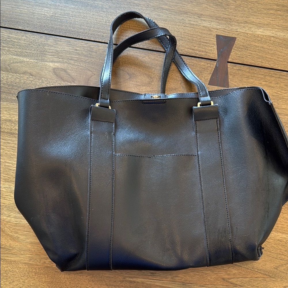 Sole Society Black Luxurious Leather-Like Tote